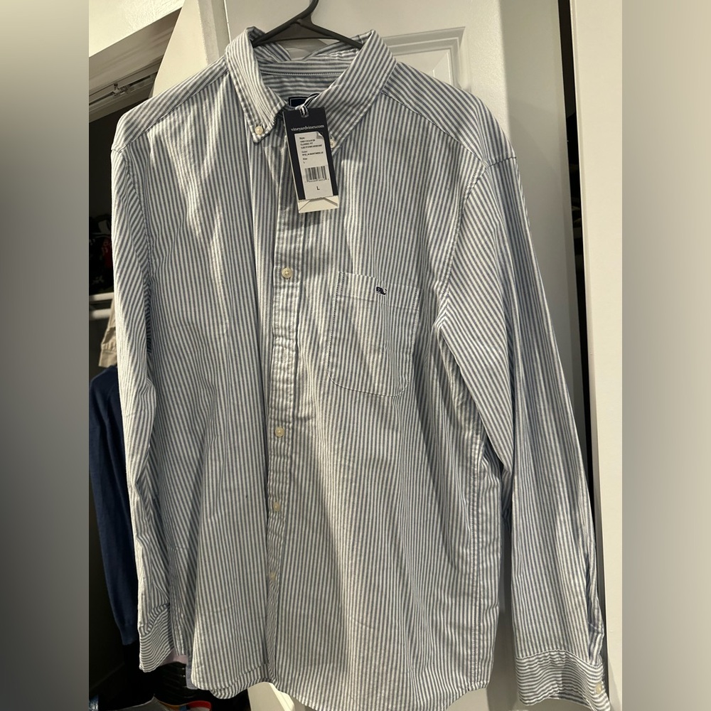 Vineyard Vines Shirt Mens Large Striped Classic Fit Oxford Whale Button Up NWT